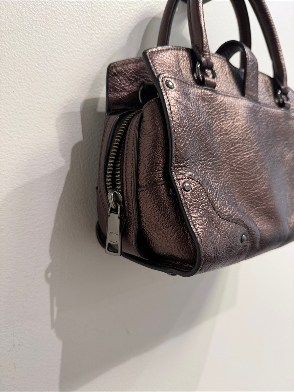 Coach Mercer Satchel 24 in a metallic copper or bronze leather. - Picture 8 of 9